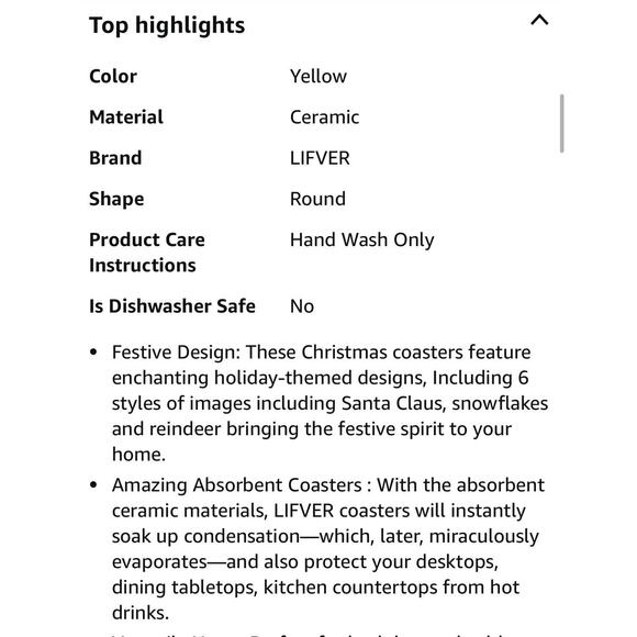 LIFVER Christmas Coasters & Holder , Christmas Tree “Merry Christmas” New - Picture 5 of 5